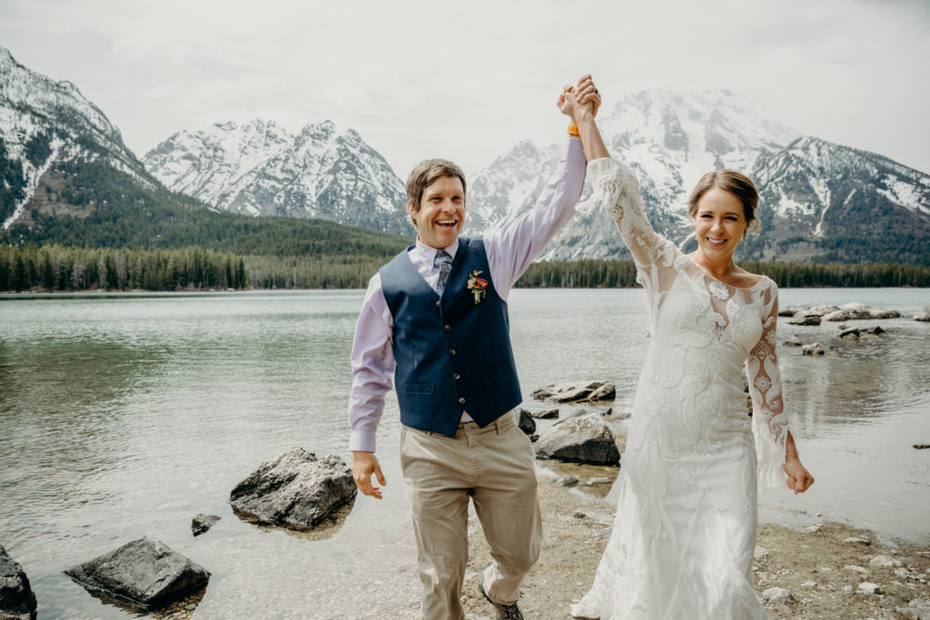 celebrating wedding in grand teton national park