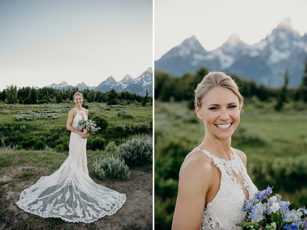 bride in grand teton national park