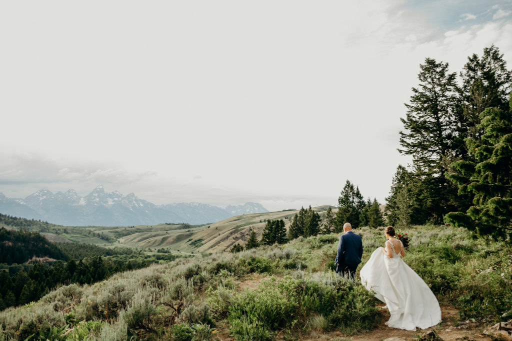 Elopement with a view of the Tetons in Jackson WY