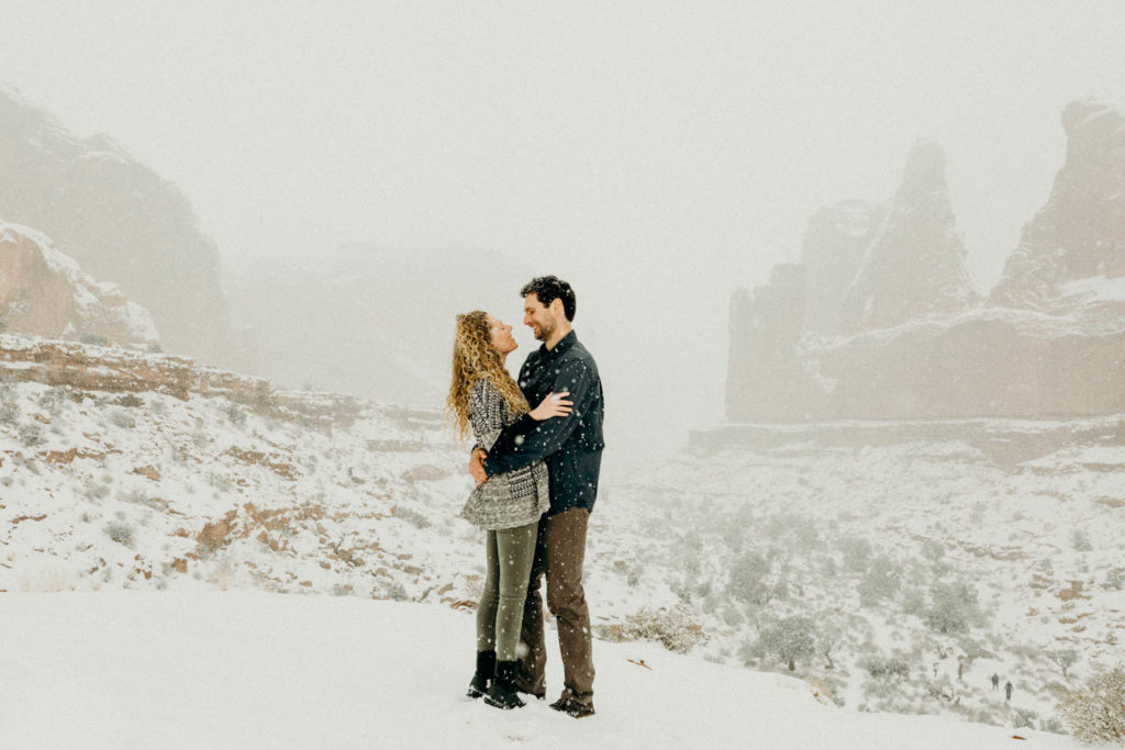 winter moab engagement shoot