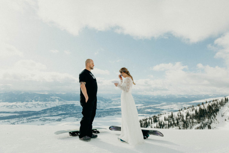 Jackson Hole Mountain Resort Snowboarding Wedding | Elyse & Lance ...